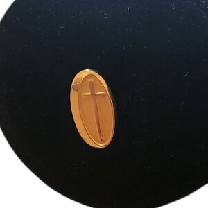 1/10 10K Gold Filled Oval Cross Lapel Pin Religious Faith‎ Jewelry